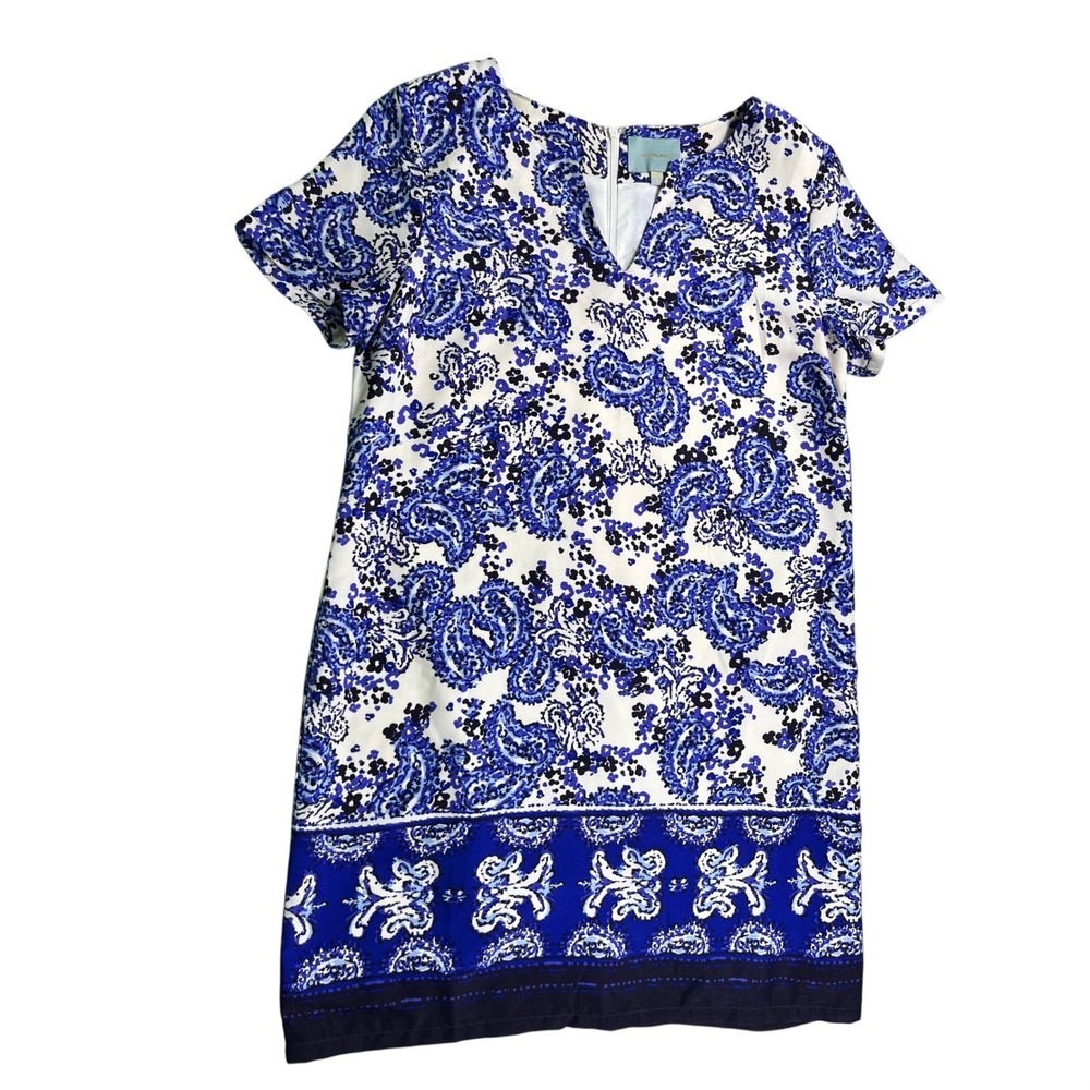 Skies Are Blue Blue White‎ Paisley Shift Dress Size Medium